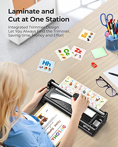 13 inches Laminator, Willing 4 in 1 Thermal Laminator, 2 Roller System, Includes 20 Laminating Pouches, Paper Trimmer, Corner Rounder (Hot&Cold).