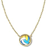 BYETOCE 14K Gold Plated Volleyball Pendant Necklace Sports Jewelry Pendant Necklace Volleyball Charm Stackable Necklace Volleyball Necklace Gifts for Teen Woman