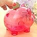 Cartoon Plastic Piggy Bank Coin Money Cash Saving Box for Kid (Rose)