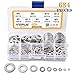 VIGRUE 684Pcs 304 Stainless Steel Flat Washers Assortment Washers Hardware Set - 9Sizes M2 M2.5 M3 M4 M5 M6 M8 M10 M12
