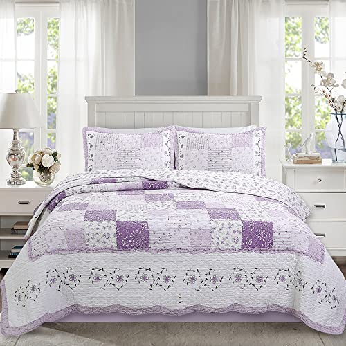 Cozy Line Home Fashions Love of Lilac Bedding Quilt Set, Light Purple