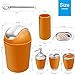 6 Piece Bathroom Accessories Set,Plastic Bath Ensemble Bath Set Lotion Bottles, Toothbrush Holder, Tooth Mug, Soap Dish, Toilet Brush, Trash Can (Orange) 1