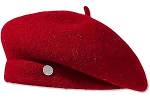 LumiSyne Beret Hat Women Classic French Style Wool Blend Solid Color with Metal Decoration Adjustable Artist Hat Painter Hat