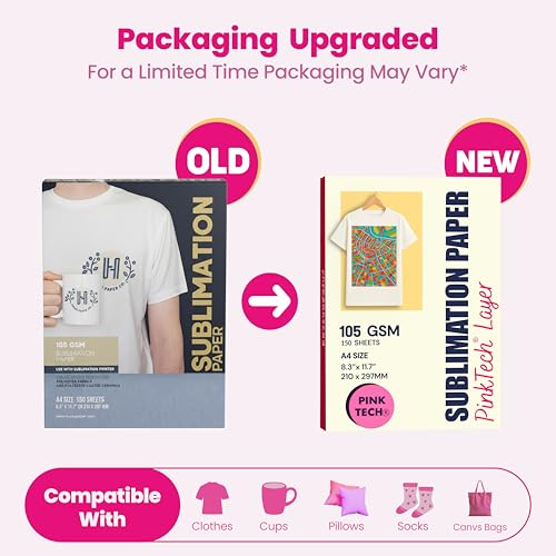 Hayes Paper Co. Sublimationspapier 150 Blatt (105g) 210 x 297 mm, DIN A4 Transferpapier, ideal für Inkjet Drucker mit Sublimationstinte, schnell trocknend, wischfest auf vielen Materialien thumbnail 2