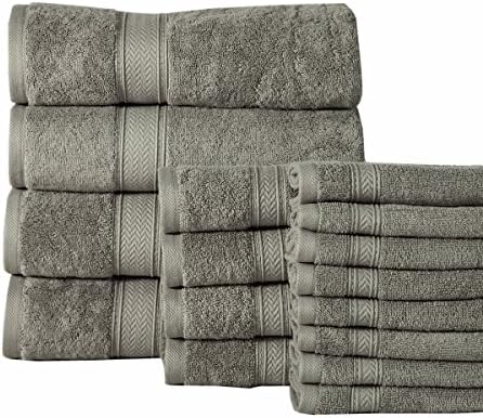 Affinity Home Collection 16 Piece 600 GSM Luxurious Soft Cotton Luxury Towel Set, Platinum
