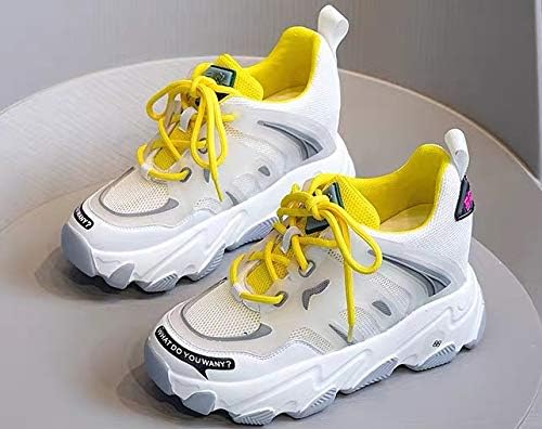 Amazon インヒールスニーカー レディース 厚底スニーカー 運動靴 シークレットシューズ ヒールアップ 厚底 軽量 通気 美脚 疲れにくい レースアップ 9 5cm 身長アップ 黄色 Measurement 23 Point 5 Centimeters ノーブランド品 スニーカー