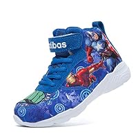 ROKIDS Kids Boys Girls Cartoon Avengers High Top Sneakers Captain America, Iron Man, Hulk (Blue 10 Little Kid)