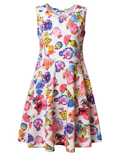 Jxstar Girls Fashion Dress Print for Skater Colorful Perfume Bottle Pattern Sleeveless Dress