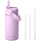 Fimibuke Kids Insulated Water Bottle, 14oz BPA FREE 18/8 Stainless Steel Travel Tumbler Double Wall Vacuum Leak Proof Kids Cup with Straw Metal Water Bottle for School Boys Girls(1 Pack, Lilac)