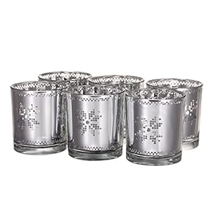 V-More® Mercury Glass Votive Candle Holder Tealight Holder 3.5-inch Tall for Home Decor Wedding Party Celebration (Set of 6)