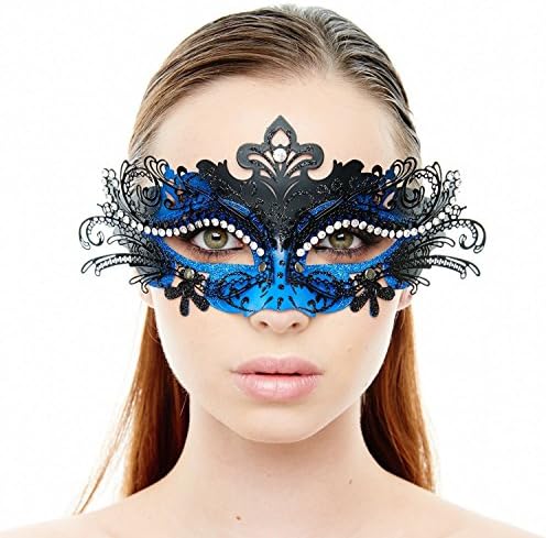 Party Masks Masquerade, Laser Cut Venetian Masquerade Decorations- Blue/black