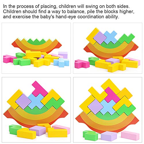 Sealive 21PC Wooden Stacking Blocks Balancing Game - Tetris Puzzle Balancing Toys for Kids Montessori Educational Toys Wood for Kids Stacking Toys for 3 Year Old - Sorting Blocks for Preschool Kids - Thumbnail 3