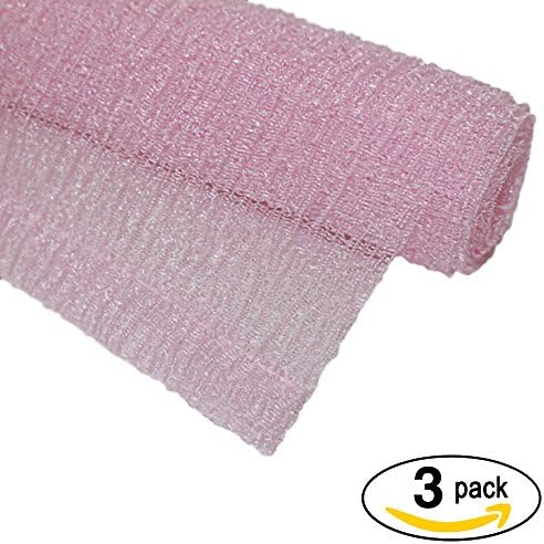 Nylon Exfoliating Wash &amp; Scrub Polish Towel [Pack of 3]| EXTRA ABRASIVE and LENGTHY(103cm x 31cm)|Increase lather of your body, remove rough and dead skin &amp; unclog pores. Rejuvenates skin (Pink)