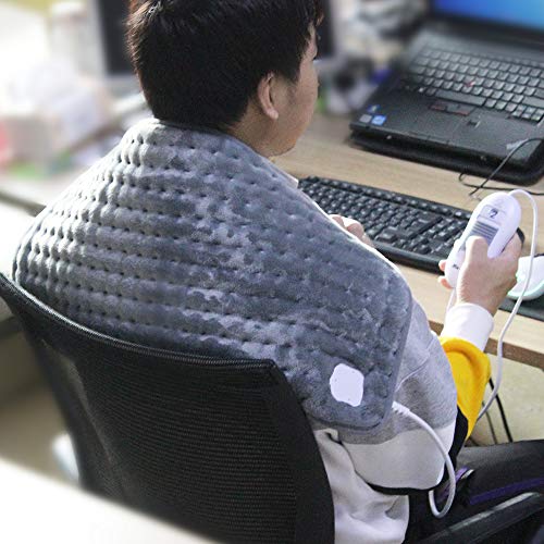 XL Electric Heating Pad for Back Pain with Auto Shut Off in 90 min, Dry Heat Only, 3 Heat Level Settings, 100% Soft Comfortable Polyester XL Extra Large King Size 12\