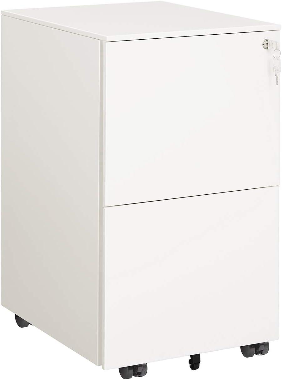 DEVAISE 2 Drawer Mobile File Cabinet with Lock, Metal Filing Cabinet for Legal/Letter/A4 Size, Fully Assembled Except Wheels, Black: Kitchen & Dining