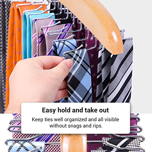 Ohuhu Tie Rack Hanger for Closet, Wooden Tie Holder Organizer Necktie