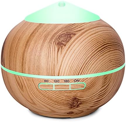 Amgaze Humidifier 200ml Cool Mist Ultrasonic Aroma Essential Oil Diffuser with 7 LED, 4 Time Setting, Adjustable Mist and Waterless Auto Shut-off for Home Office Baby Use (Wood Grain)