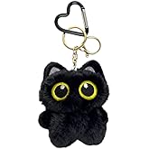 WaiLaDi Black Cat Plush Keychain Purse Charm Cute Plush Keychain Pendant Cat Lover-Cute Bag Charms Gifts Handbag Pendant