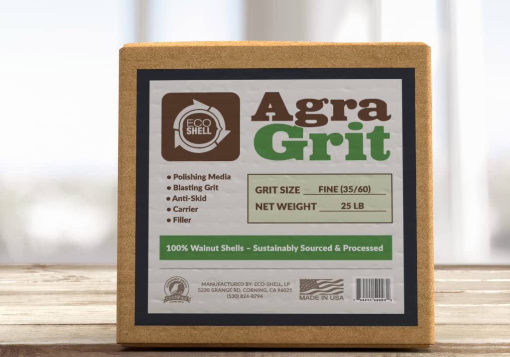 Photo 1 of Agra Grit Walnut Shell Media 35-60 Grit - Fine, Crushed Walnut Shells for Blasting, Polishing, Deburring, Anti-Skid and Fillers, 25 lbs