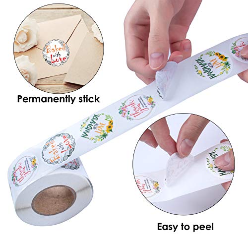 1.5” Thank You Seal Sticker, 3 Different Design,600 Labels for Bakeries, Handmade Goods, Made with Love Stickers for Envelope, Birthday, Wedding, Bridal Shower, Bubble Mailer. Handmade Stickers