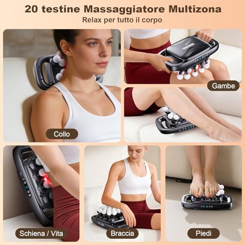 20 Head Massage Gun 3 Modes & 30 Speed - Deep Tissue Percussion Massager for Sports, Muscle Recovery and Large Muscle Groups