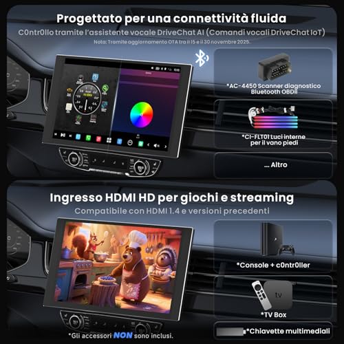 [12.5" QLED with Side LEDs] 2 DIN Android Car Radio, AI Agent & AI Vision, Parking Protection, Golden Hour Alert, Supply Guide, 8G+128G, 4G LTE, Audio 7.1.2 CH, HDMI Input, X10G225E