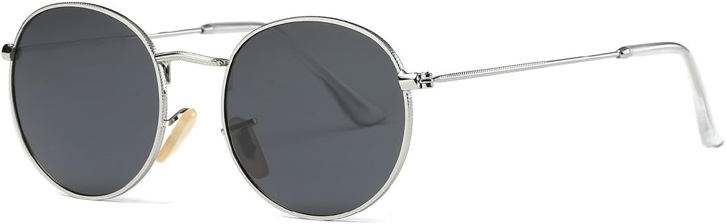 Polarized Sunglasses Small Round Metal Frame Mirrored Lens Glasses K0556