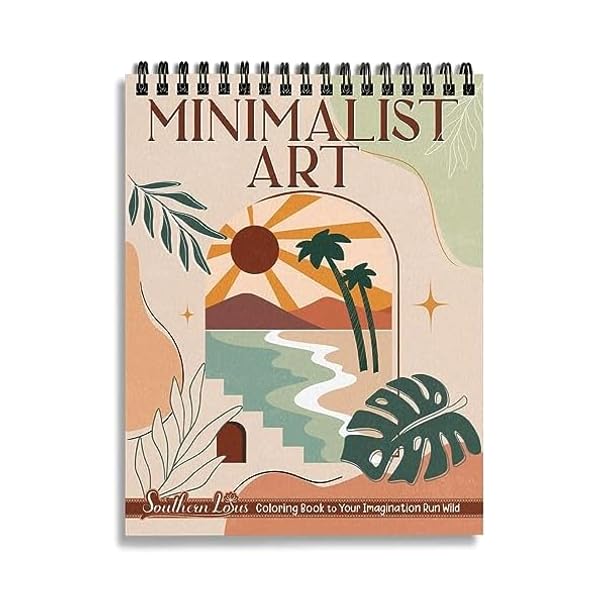 Minimalist Art Coloring Book Spiral Bound with Basic Abstract Design Aesthetic Shapes Simplicity Styles Hardcover Adult Color Pages for Women Seniors Girls to Relax Relieve Stress