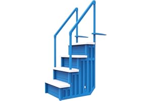 Aqua Select Above Ground Anti-Slip Pool Steps to Deck | Safety Swimming Pool Ladder | Designed for Above Ground Swimming Pools | Holds Up to 250 Pounds | Blue w/White Steps
