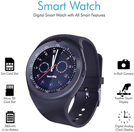 Sprinto MES-Y1S Touch Screen Smart Wrist Watch with Camera and Sim Card Slot Compatible with All Android,iOS & Windows Device (Assorted Colour)