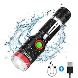 BIBTIM Stepless Dimming Flashlight Portable, Rechargeable Pro Tactical Flashlight with 18650 Battery, Zoomable, IPX7 Water Resistant, 1200 Lumens Cree LED, Best Handheld Flashlight for Camping, Hiking