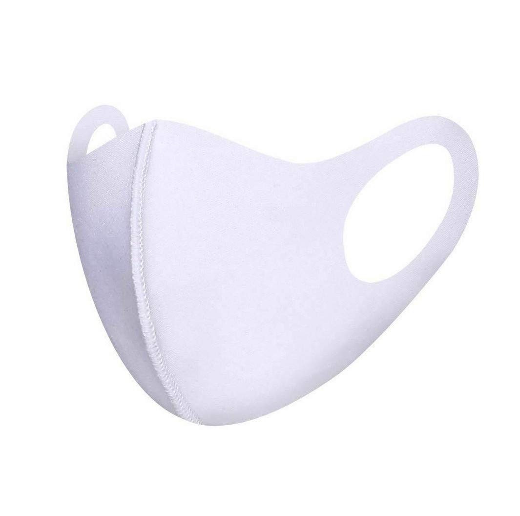 Komonee Adults Washable Reusable White Face Mask Dustproof Cloth Mouth Cover Covering For Men Women Outdoors Indoors Cycling Ski Protection — image 1