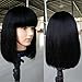 Fanshow Brazilian Glueless Human Hair Bob Wig with Bang Yaki Machine Made Short Wigs (12