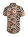 Allegra K Men Point Collar Button Down Vintage Floral Print Summer Shirts Medium Camel