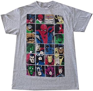 Marvel Heroes And Villains Vintage Style T Shirt Mens Heather Gray (large)
