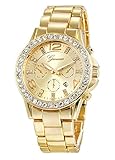 New Brand Mall Women's Geneva Luxury Alloy Analog Quartz Golden Watch