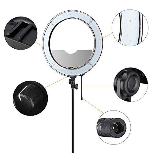 EACHSHOT-ES240-Kit-Including-Light-Stand-Mirror-Bag-Bracket-18-5500K-Dimmable-LED-Adjustable-Ring-Light-with-2-Color-Diffuser