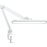 bemelux LED Architect Desk Lamp with Clamp, 24W 2000LM, White | 117 SMD LEDs, 5 brightness levels, and dual metal arms provide eye-caring lighting for drafting, reading, and office work