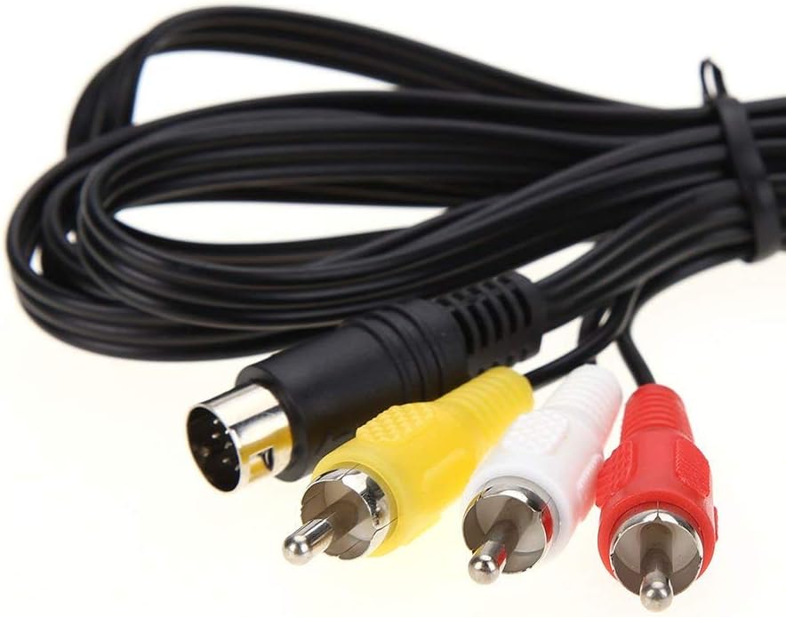 RUITROLIKER 1.8m Audio Video Cable AV 9Pin to RCA Composite Cable Connection Compatible for Genesis 2 3, Black