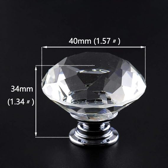 Perillas de vidrio de cristal 20-40 mm Diseño en forma de diamante