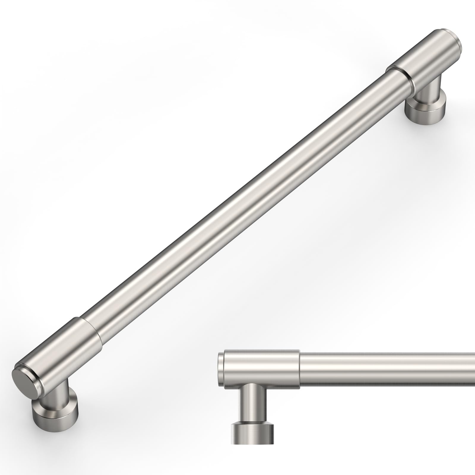 Photo 1 of Amerdeco 10 Pack Brushed Satin Nickel Cabinet Pulls 7.5 Inch(192mm) Hole Center Drawer Pulls Cabinet Hardware Kitchen Cabinet Handles for Bathroom ZH0075