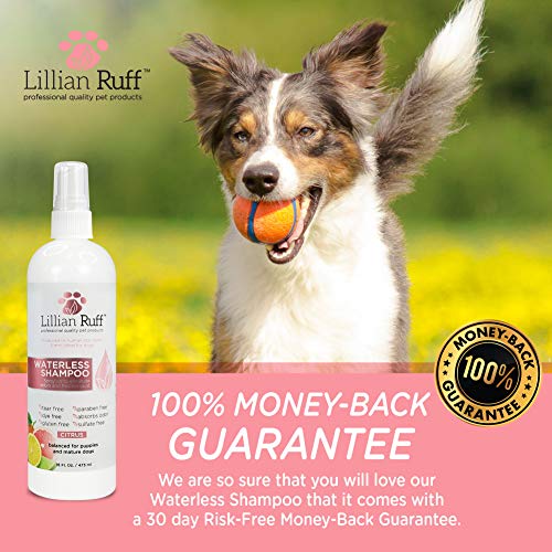 Lillian Ruff Waterless Dog Shampoo No Rinse Quick Dry Shampoo Spray for Dogs and Cats Tear