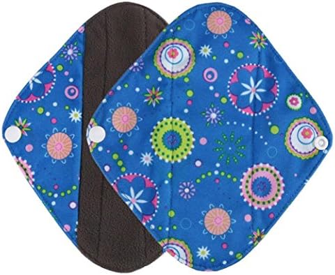 Ularma Reusable Charcoal Bamboo Mama Pads/ Menstrual Pads Cloth/ Sanitary Napkins Pad -Night time protection (S, Light Blue)