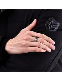 King Will Warriors - Anillo de boda de acero de Damasco chapado en oro de 0.315 in para hombre, ajuste cómodo 7-14