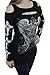 Bling Womens Plus Size Rhinestone Cross or Fleur De Lis Wings Cold Shoulder New Top