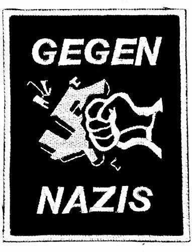 Mnc Patch Black GEGEN NAZIS Music Band Heavy Metal Punk Rock Logo iron on sew on patch Sign Badge Symbol Patch Iron on Applique Embroidered Jacket T shirt Costume
