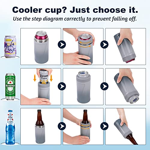 Slim Can Cooler, 4In1 Can Cooler Insulated & Beer Can Cooler With Lid