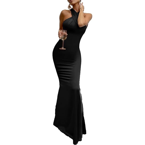 fitted lace wedding dress Elan Criss Cross Halter Maxi Dress – Verbenaboutique main image 1