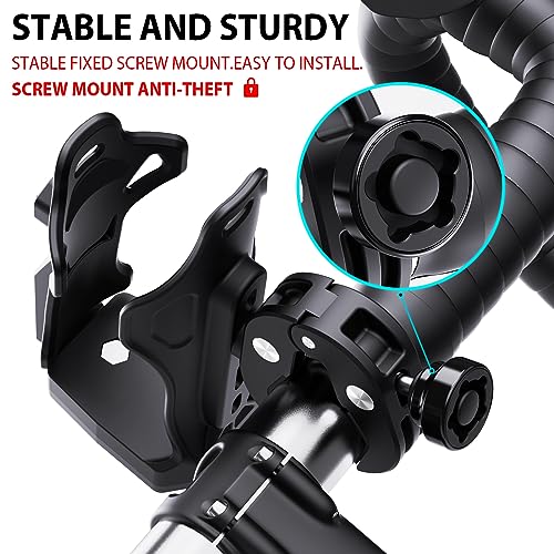 Extra Large Motorcycle Cup Holder Anti Theft, Mathtoxyz Bike Water Bottle Holder 1.95 – 3.6 inch Universal Size Handlebar Drink Holder Cage for Moto Bicycle, Boat, Scooter, Stroller, Wheelchair