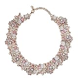 Holylove Gold Chain With Light Pink Crystal Stones Necklace-8041Lpink